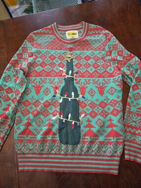 Tipsy Elves Red & Green Holiday Sweater With Functional Bottle Opener